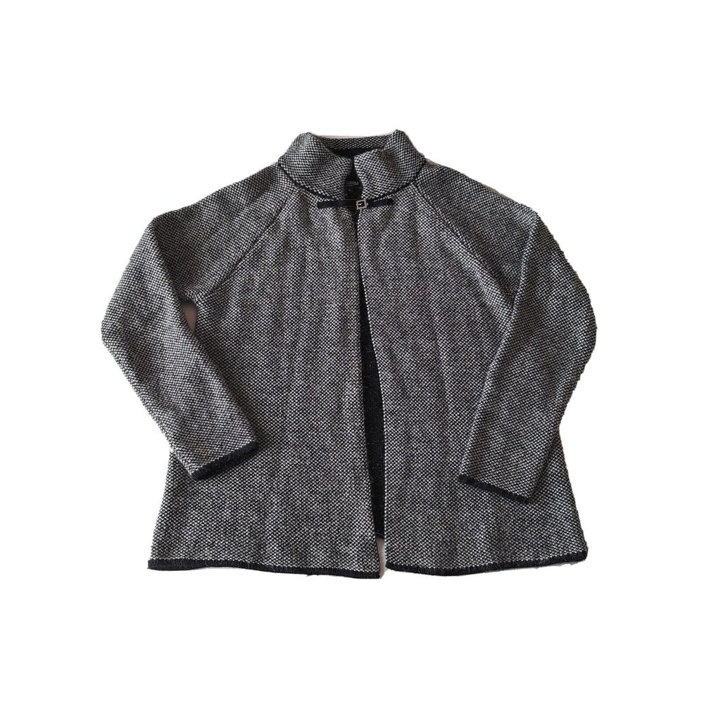 Anthro Maison Pholya Women Wool Alpaca Cardigan Sweater‎ Size Medium Black White
